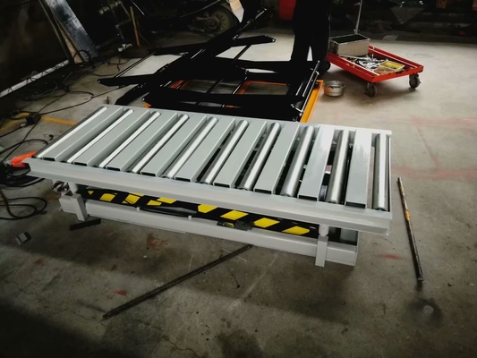 Roller Hydraulic Scissor Lift Table For Goods Sliding On Platform And Portable Unloading