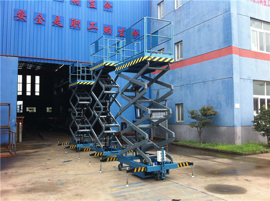 300kg Mobile Scissor Lift Rectangle Power Elevated Work Platform Blue